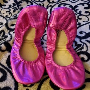 The Storehouse Flats Metallic Pink Leather Foldable Shoes Ballet Size 7 NEW